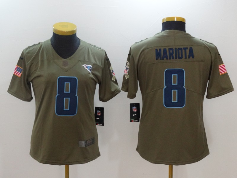 Women Tennessee Titans #8 Mariota Nike Olive Salute To Service Limited NFL Jerseys